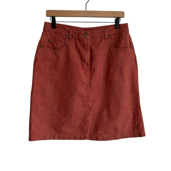 Woolrich Cotton and Hemp Copper Toned Denim Striped Skirt Size 10 - Picture 1 of 8